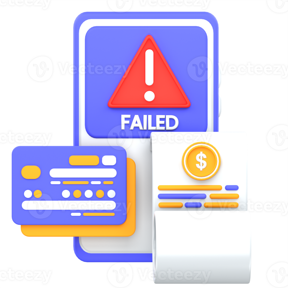 3d illustration mobile payment failed transaction png