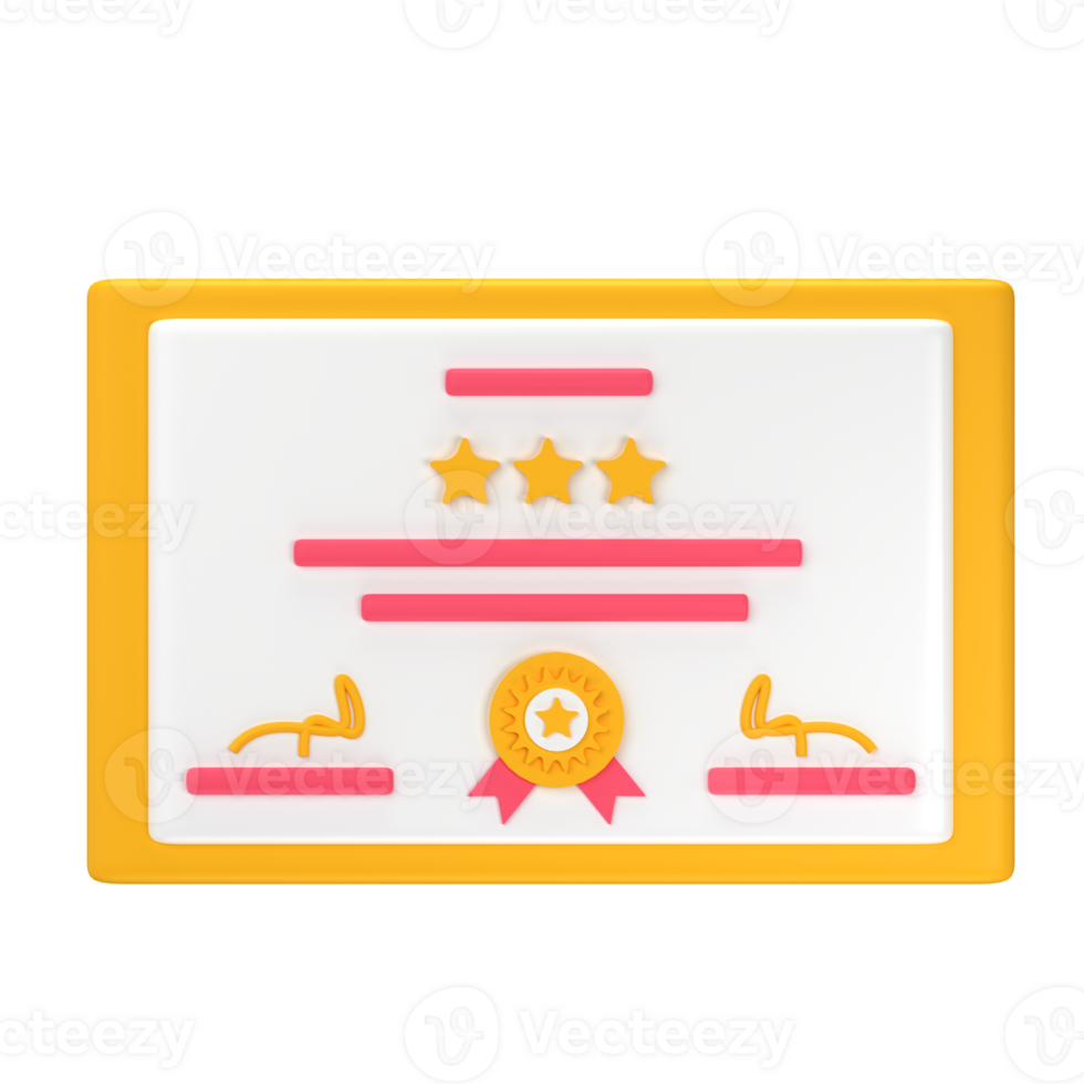 3d illustration certificate isolated on the transparent background png