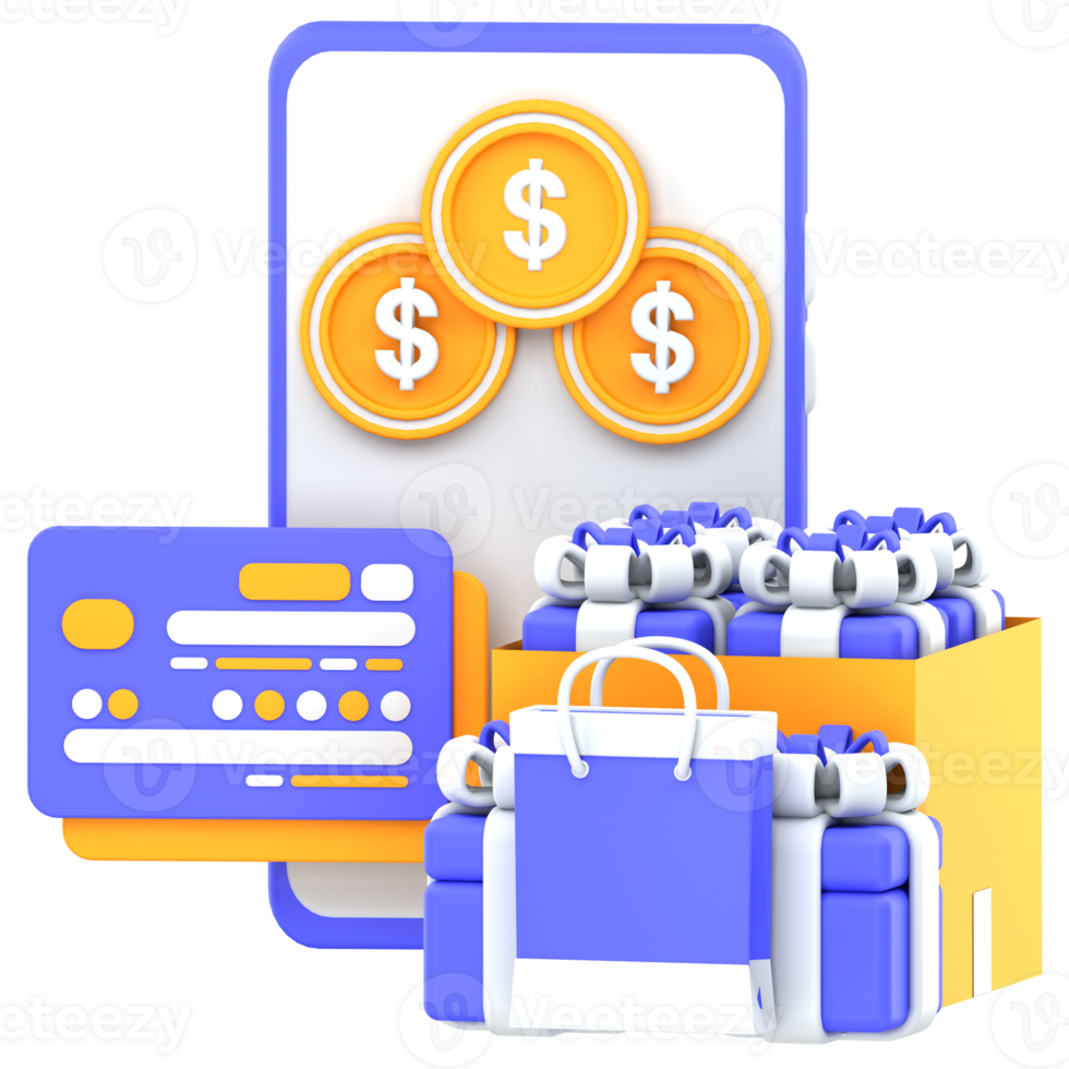 3d illustration mobile purchase transaction png