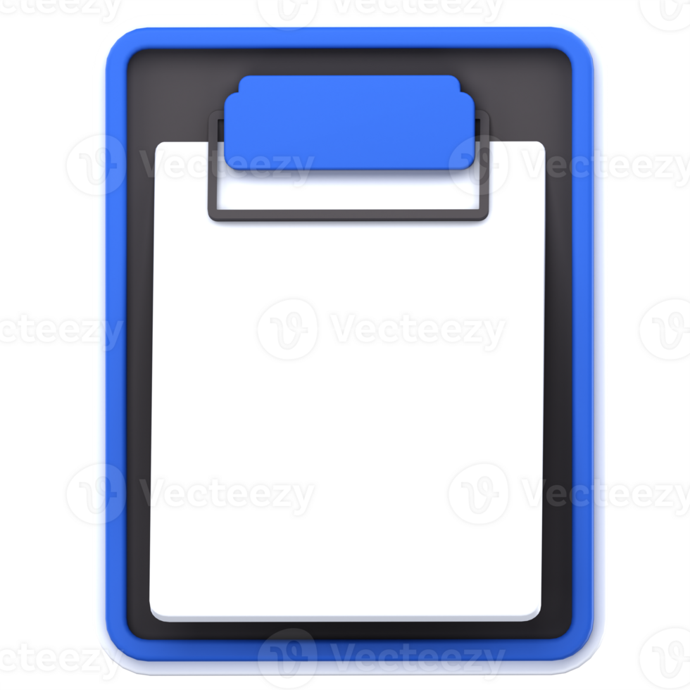3d rendered clipboard with paper object isolated on the transparent background for educational and back to school theme png