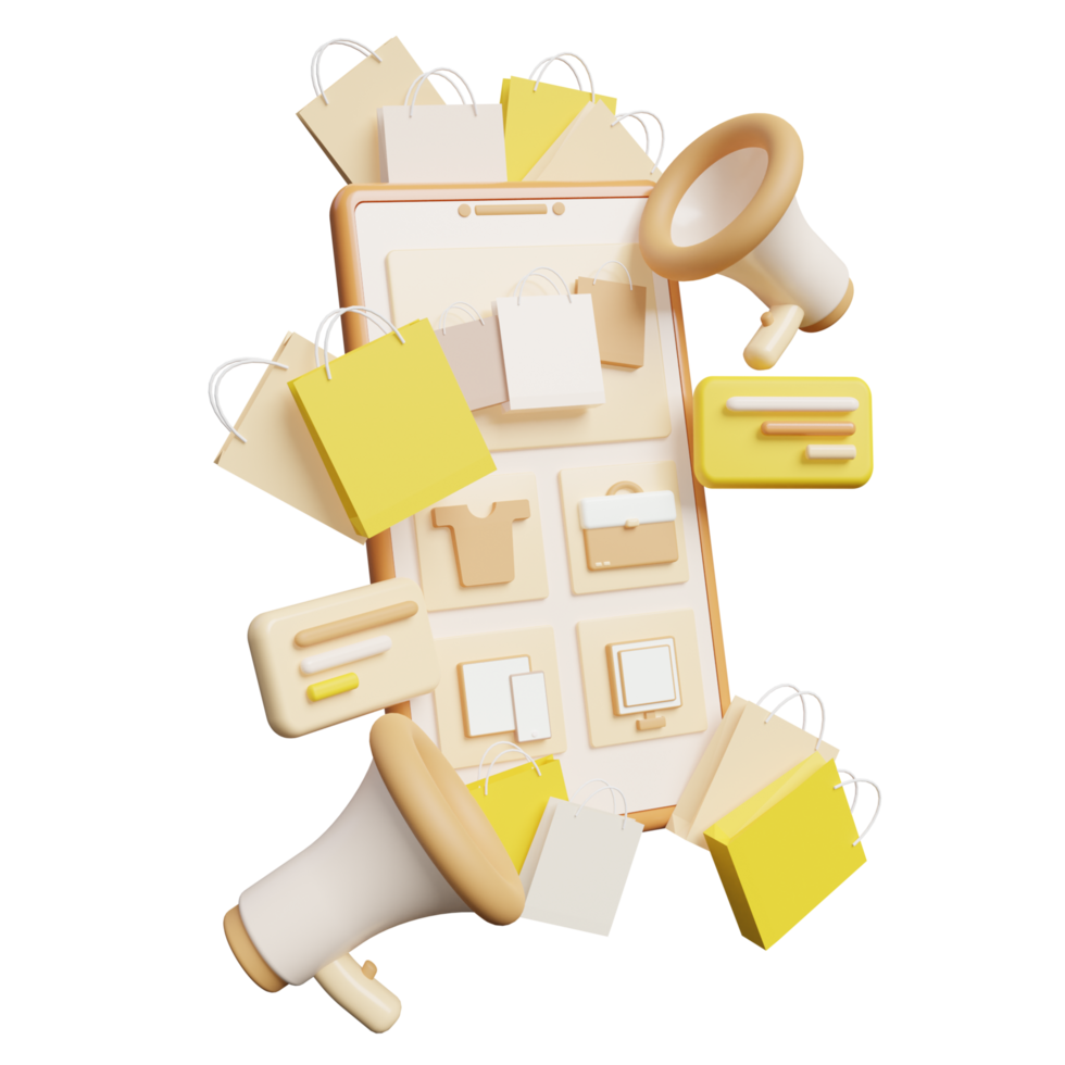 3d illustration mobile e commerce png