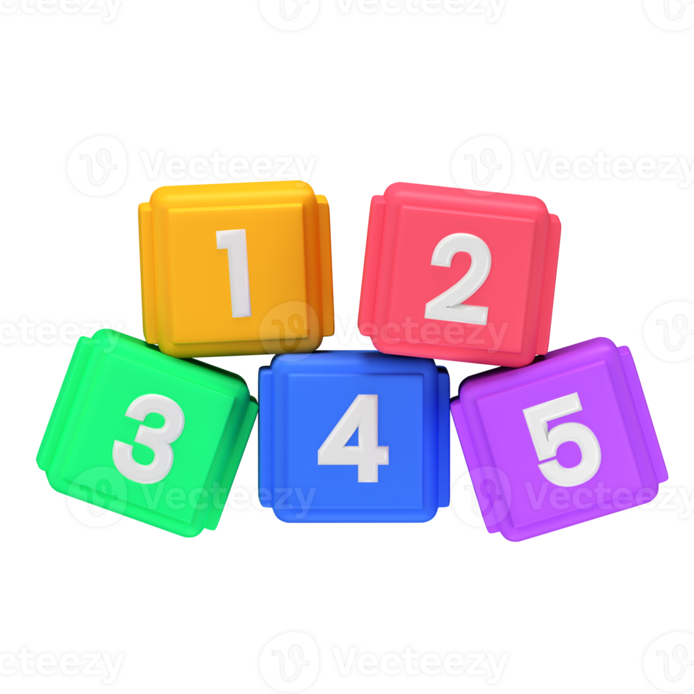 3d illustration number block isolated on the transparent background png