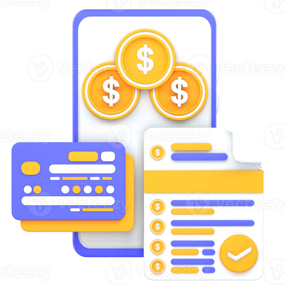 3d illustration mobile payment history png