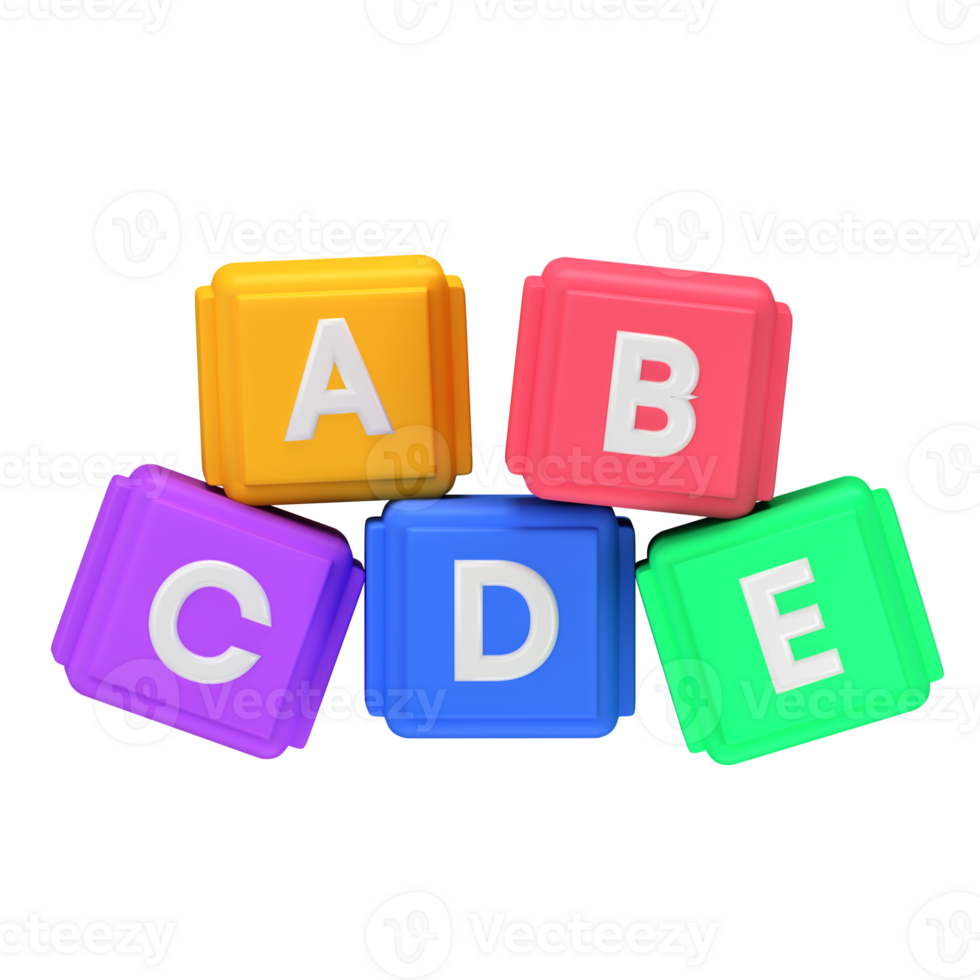 3d illustration alphabet block isolated on the transparent background png
