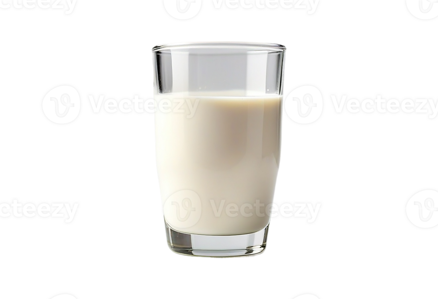 A close-up of a glass of milk, presented against a transparent background. png