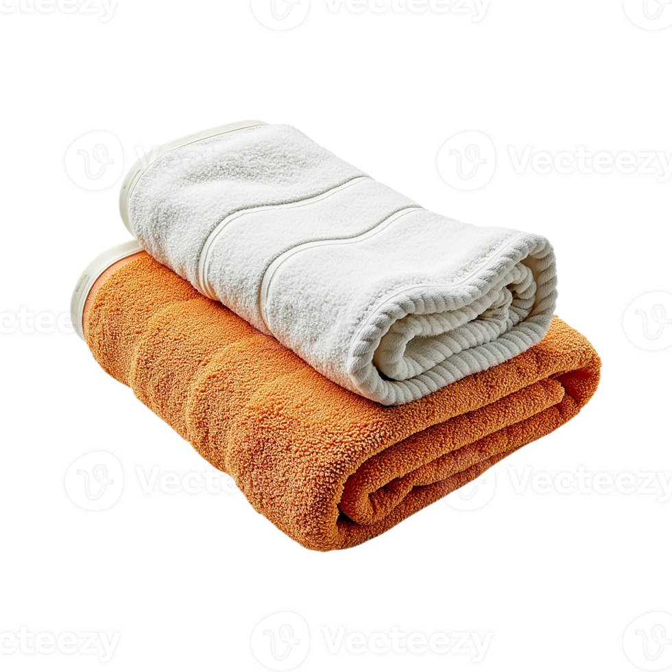 Luxurious white and yellow Colored Towels on a transparent background. png