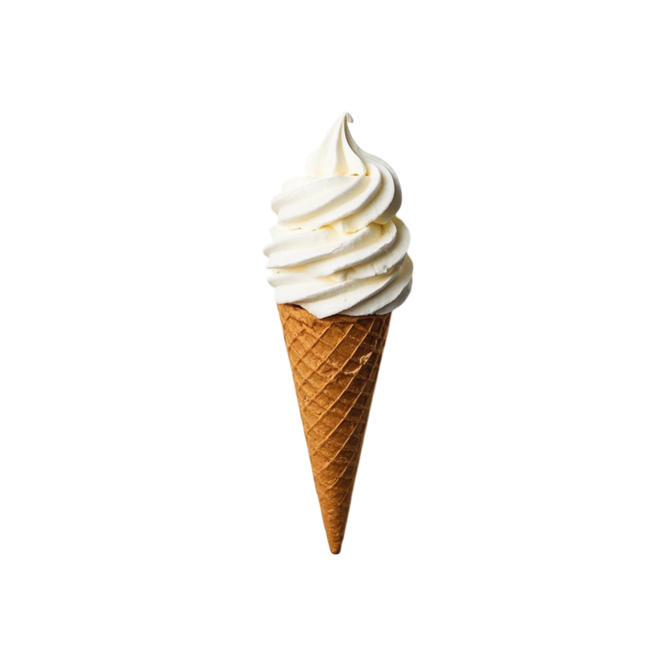 An ice cream cone is shown on a transparent background. png