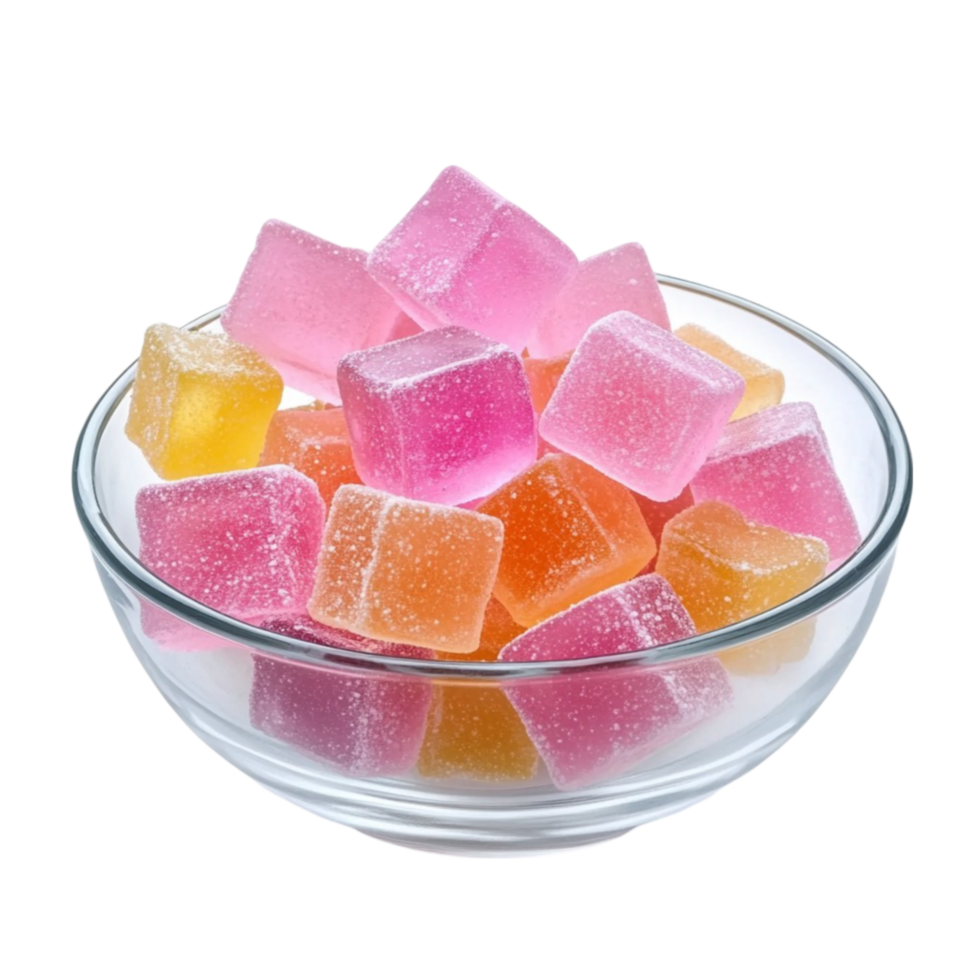 a bowl of colorful gummy bears transparent background. png