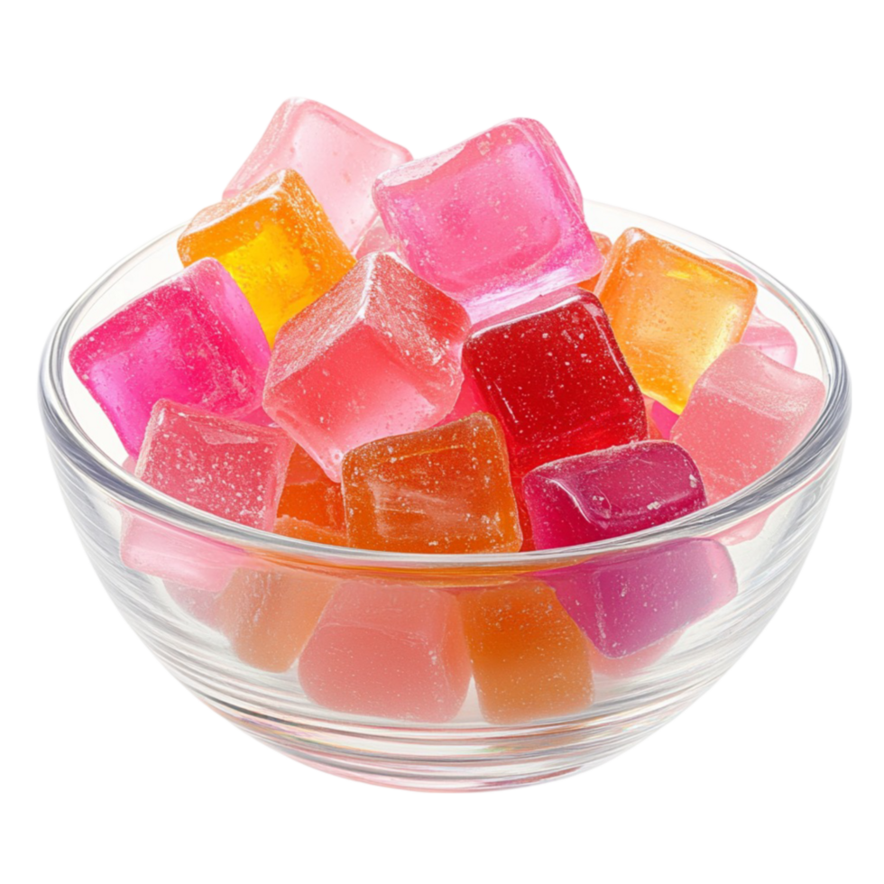 a bowl filled with colorful gummy bears transparent background. png