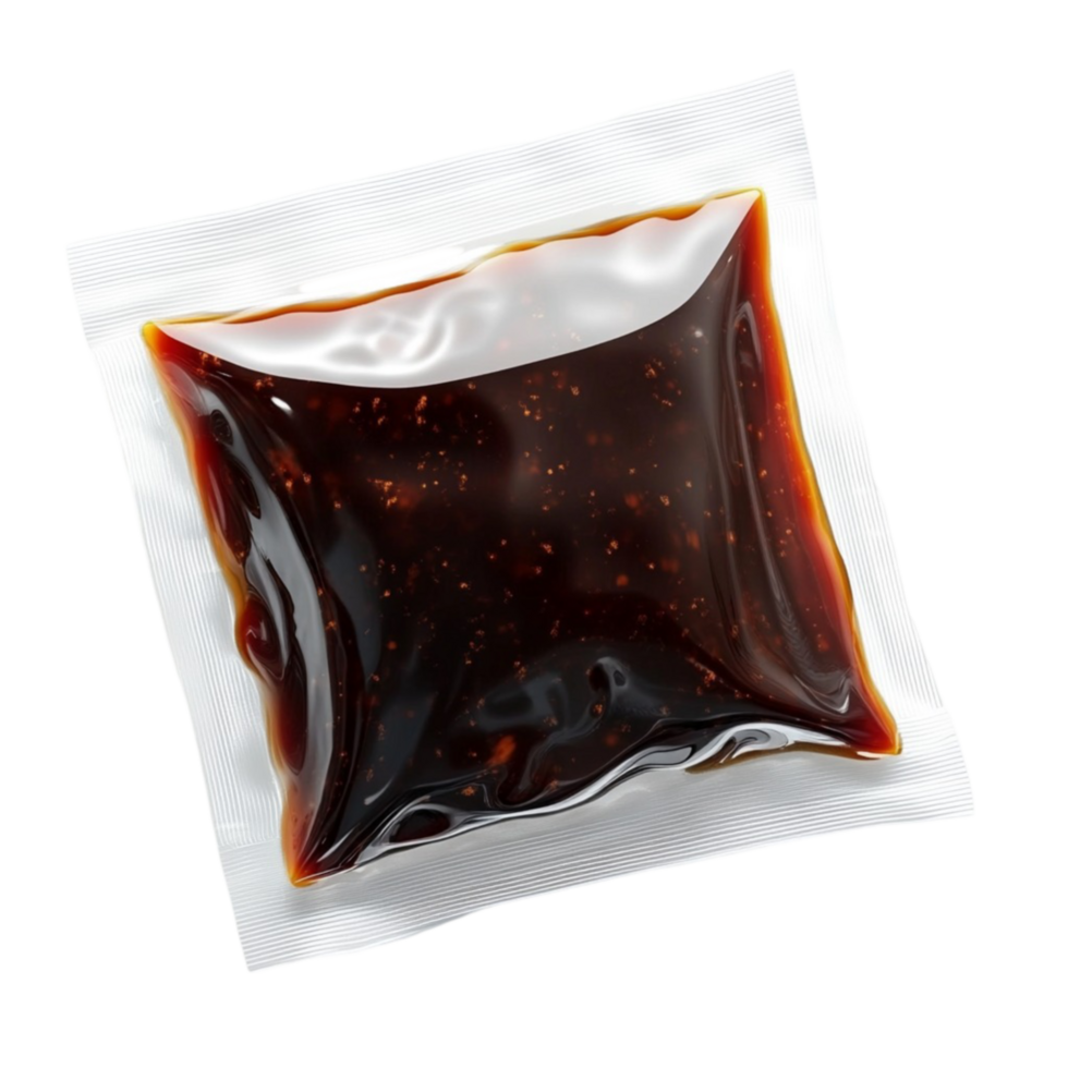 a plastic bag with sauce on it transparent background. png