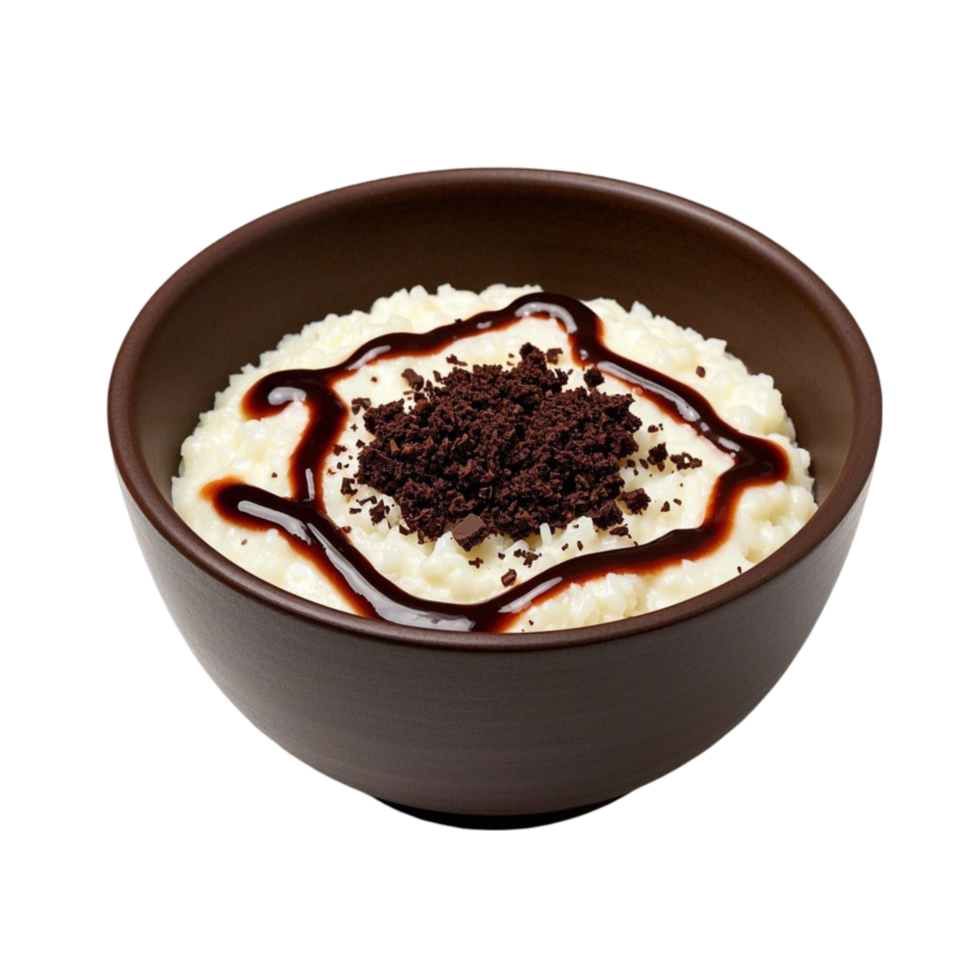 rice pudding with chocolate sauce transparent background. png