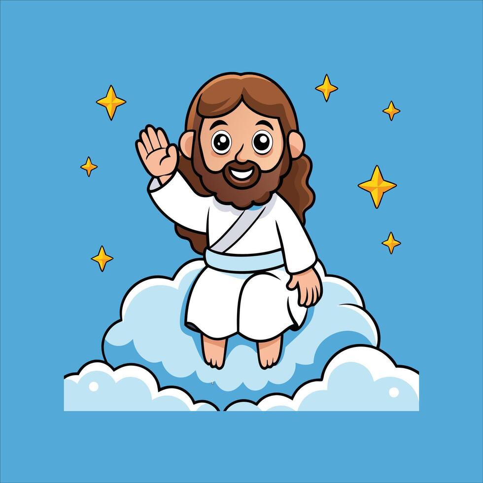 Jesus In Clouds vector