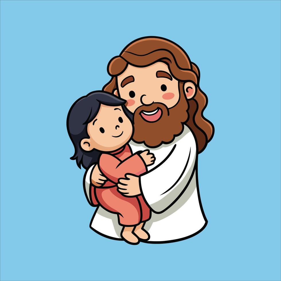 Jesus Hugging Child vector