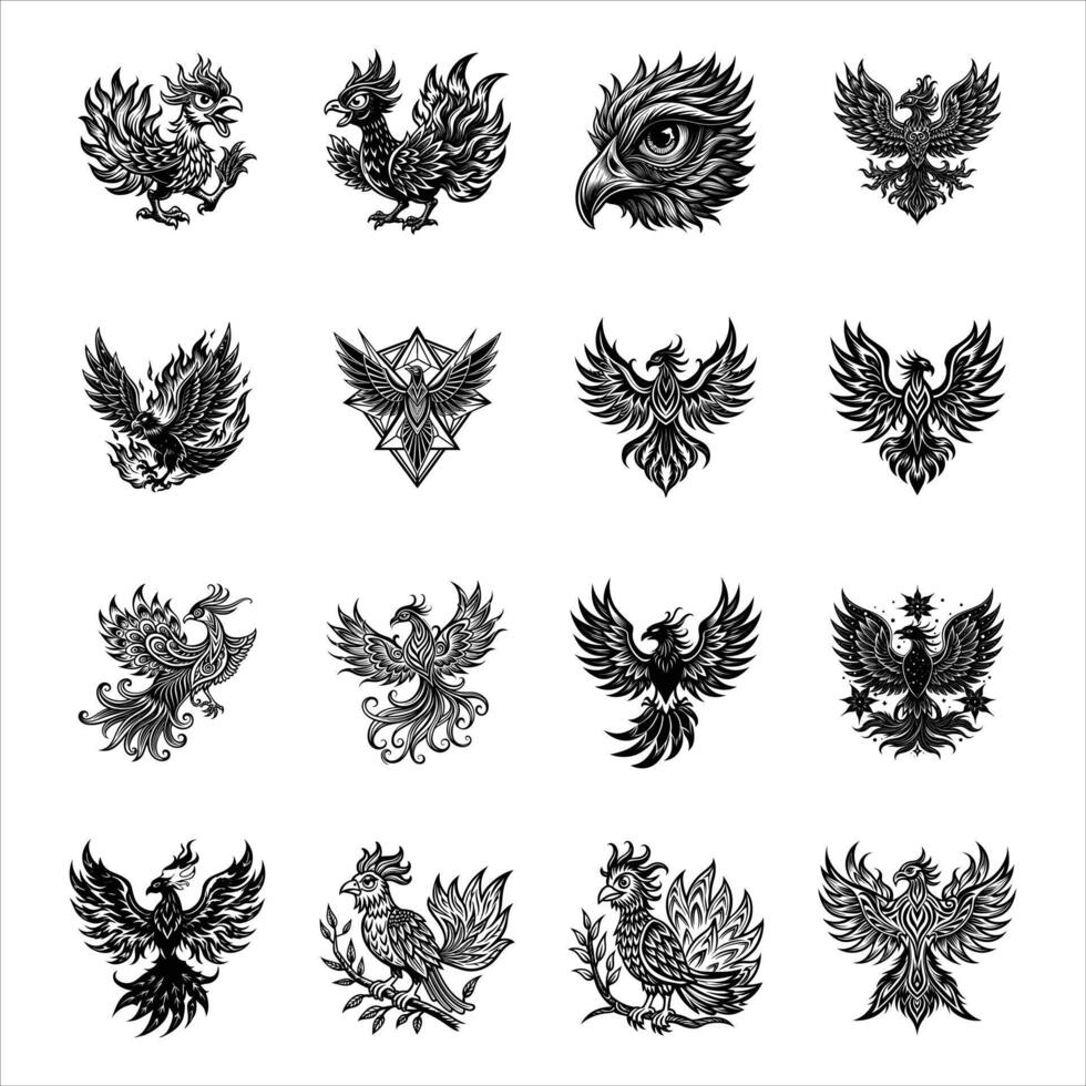 Phoenix Birds Firebirds vector