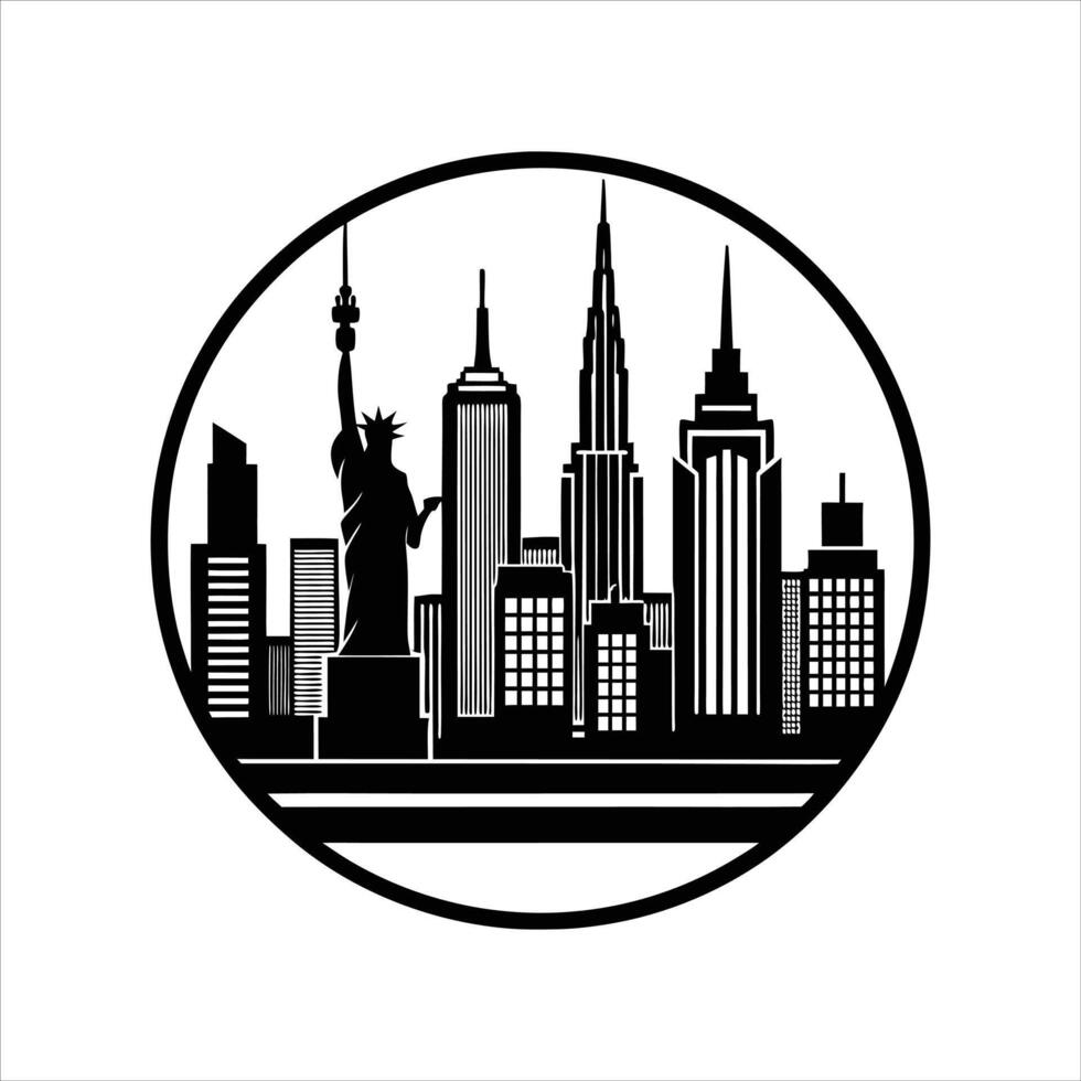 New York Skyline with Statue of Liberty vector