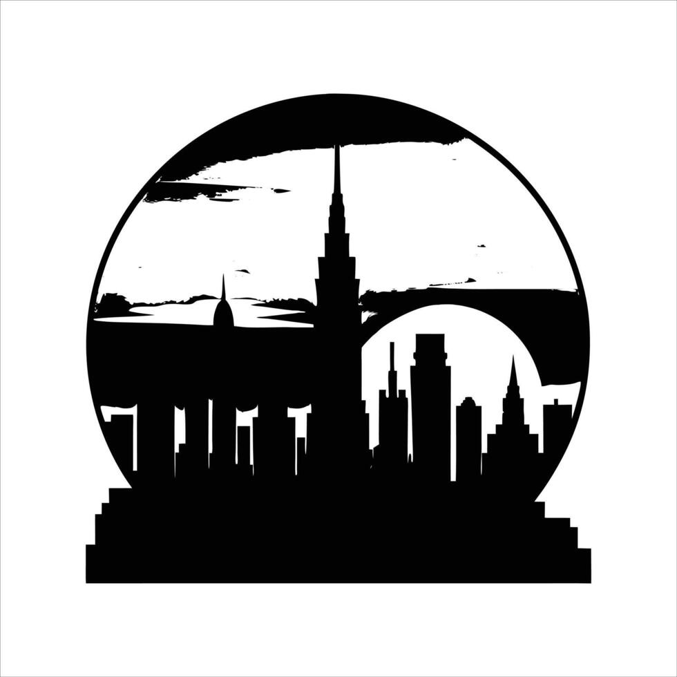 Sunset city Silhouette. vector