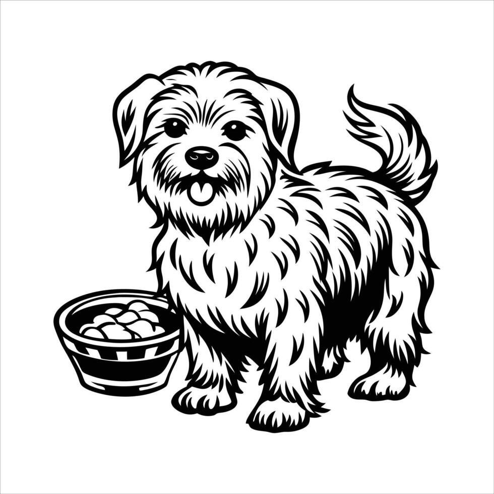 Maltese Dog Eating. vector