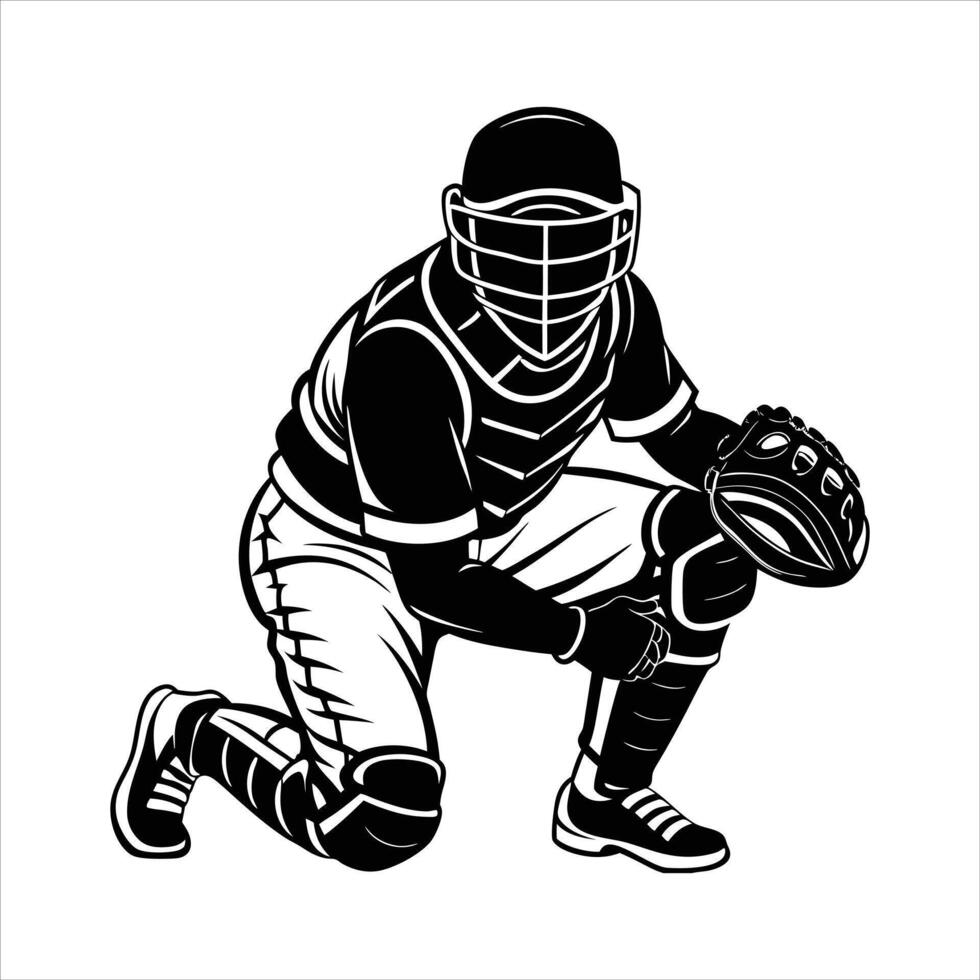 Baseball Catcher Silhouette vector