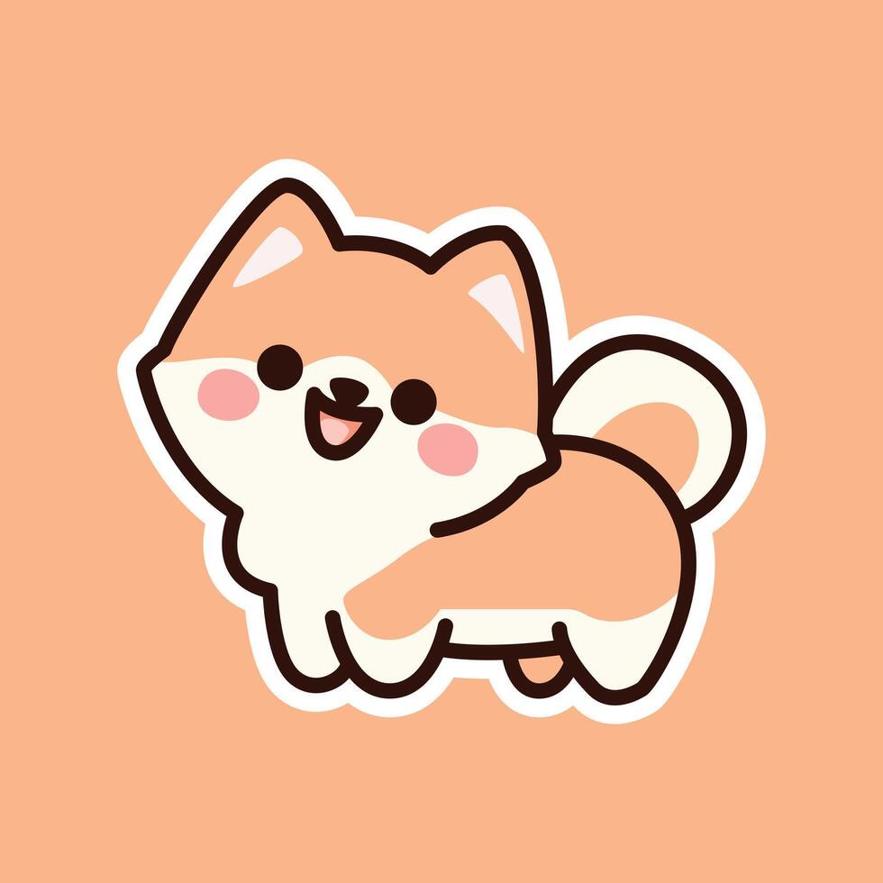 Playful Orange Fluffy Puppy Illustration on a Soft Orange Background vector