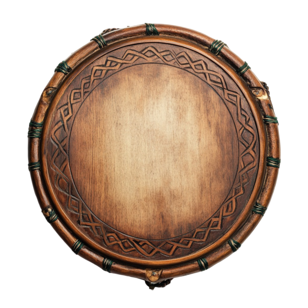 a wooden round table with a decorative design transparent background png