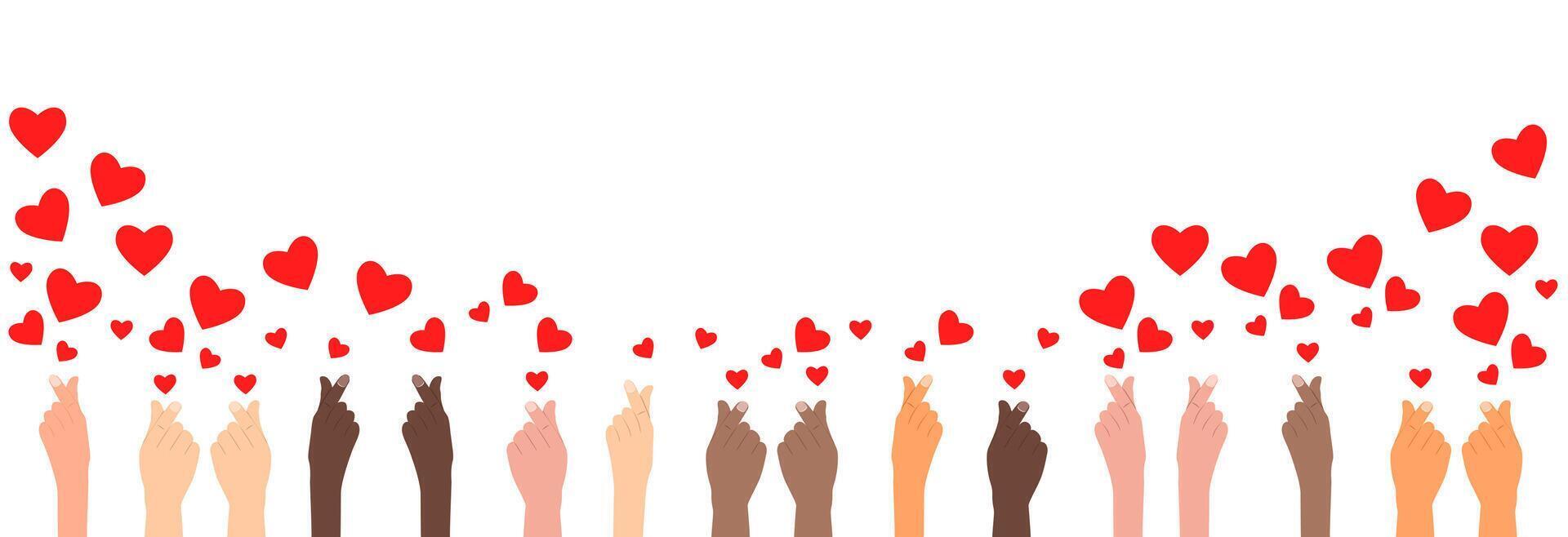 Hand gesture creates a heart. vector
