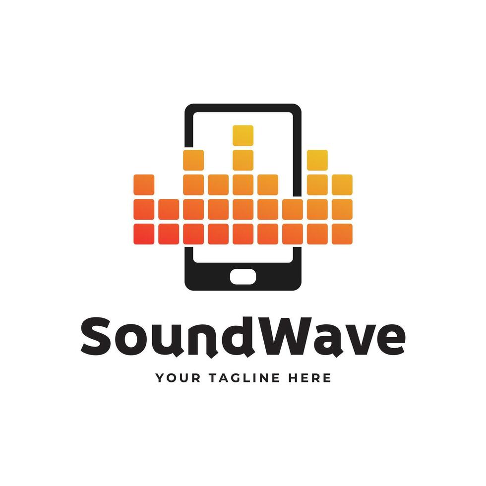 Soundwave logo design with a phone and a sound wave vector
