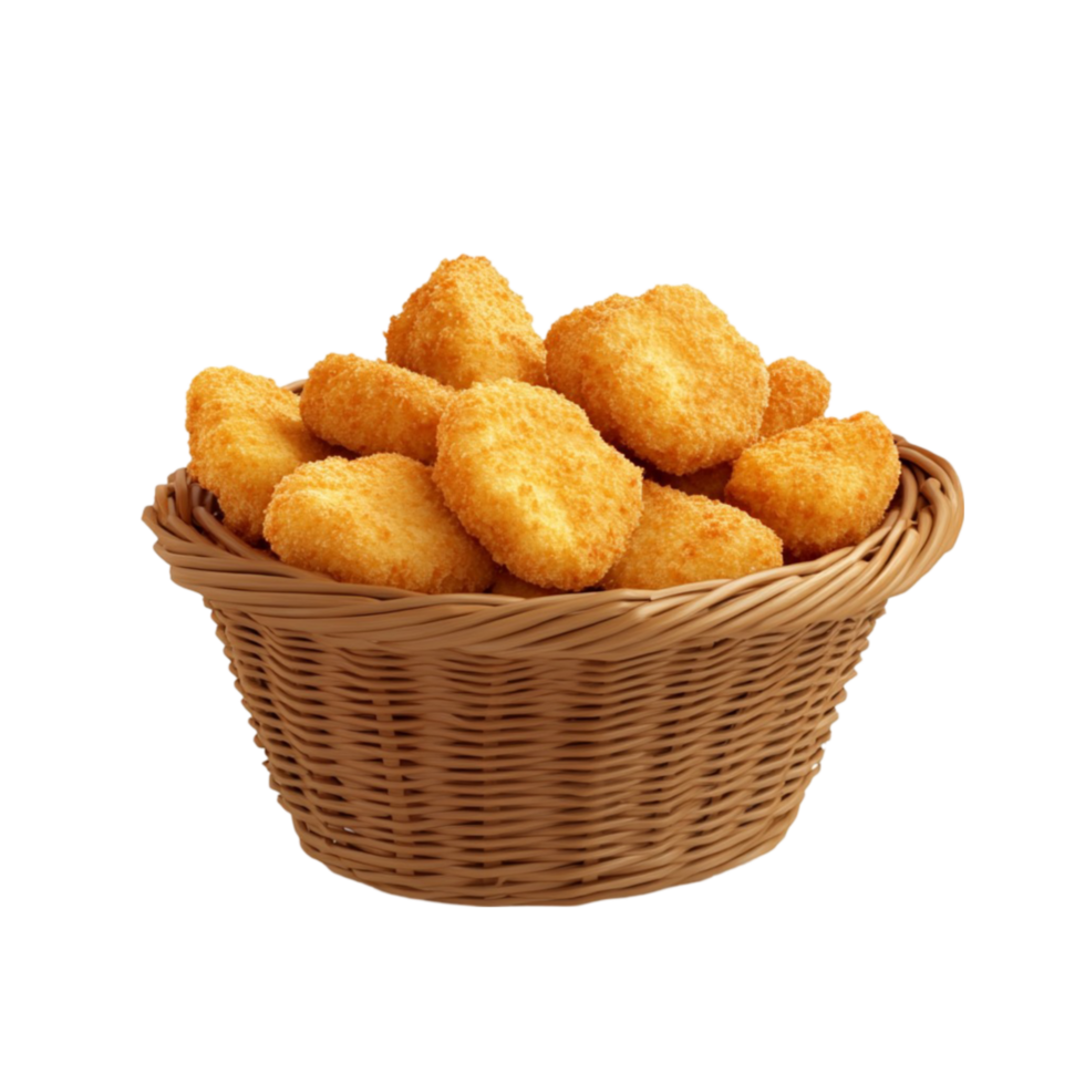 a basket full of fried chicken nuggets Transparent Background. png