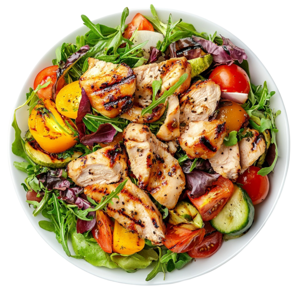 Delicious Chicken Rice Bowl with Tomatoes Parsley Transparent Background. png
