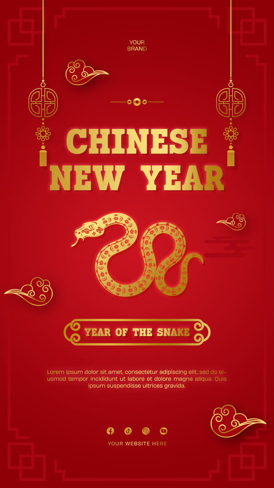 Gradient Chinese new year background social media story template design psd