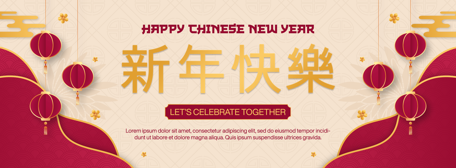Chinese New Year Party For Social Media Cover Template Design psd
