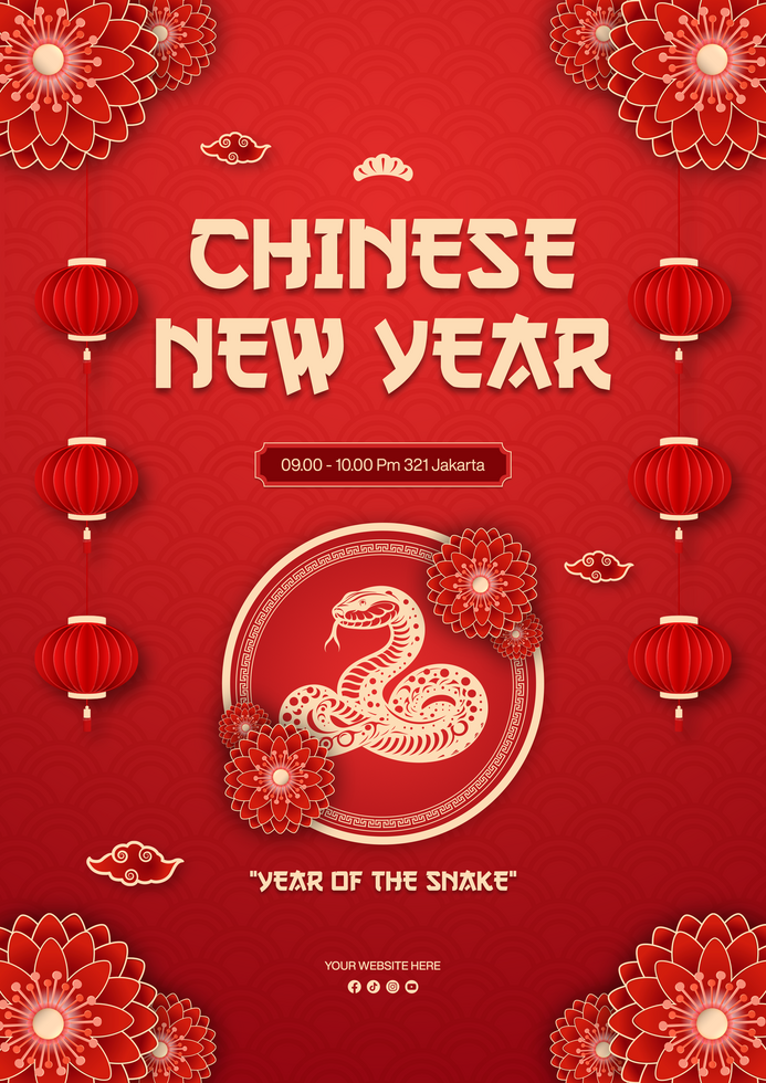 Gradient Chinese New Year Poster Template Design in Red Background psd