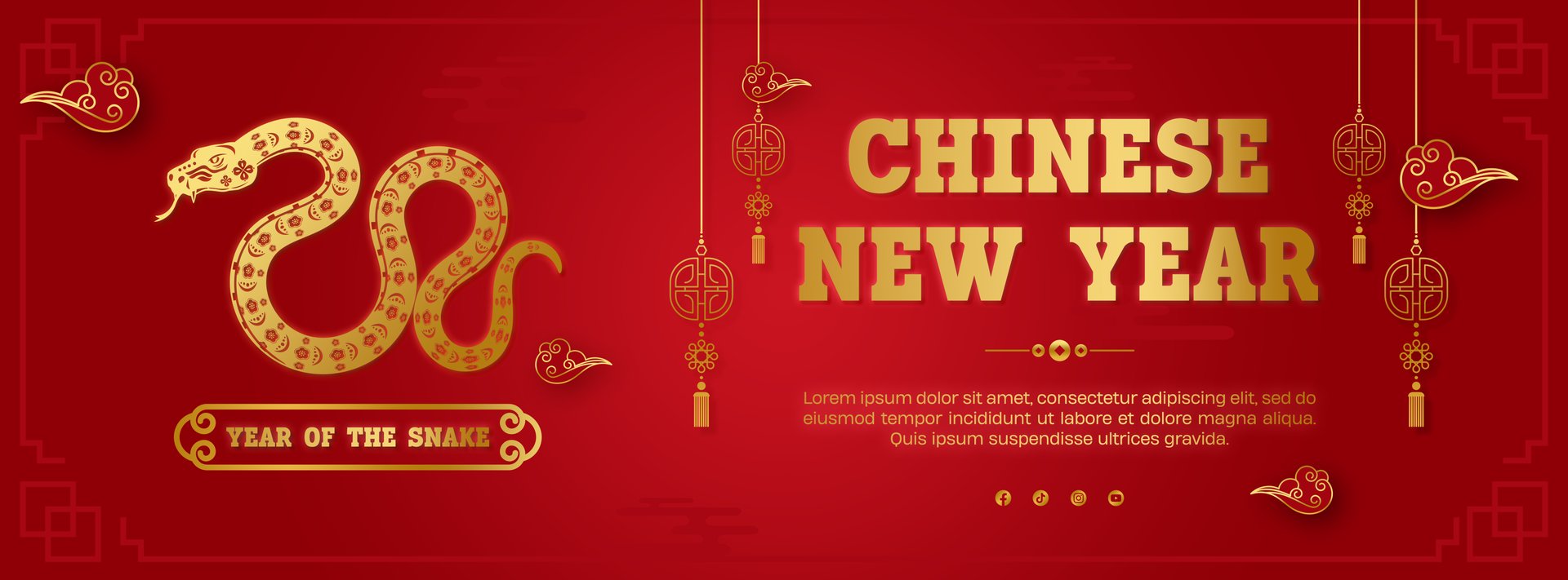 Gradient Chinese new year background social media cover template design psd
