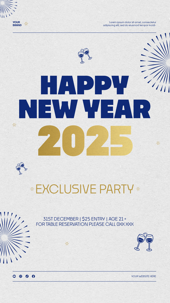 Happy New Year 2025 Social Media Stories Post Template Design With Firework Ornament psd