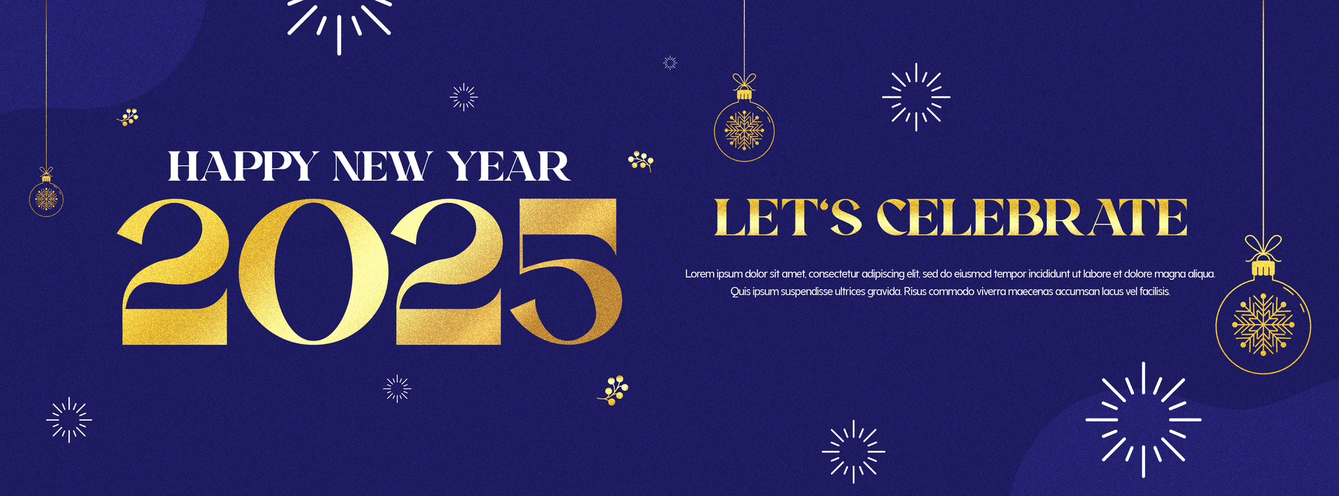 Flat Happy New Year 2025 Social Media Cover Template With Ornament psd