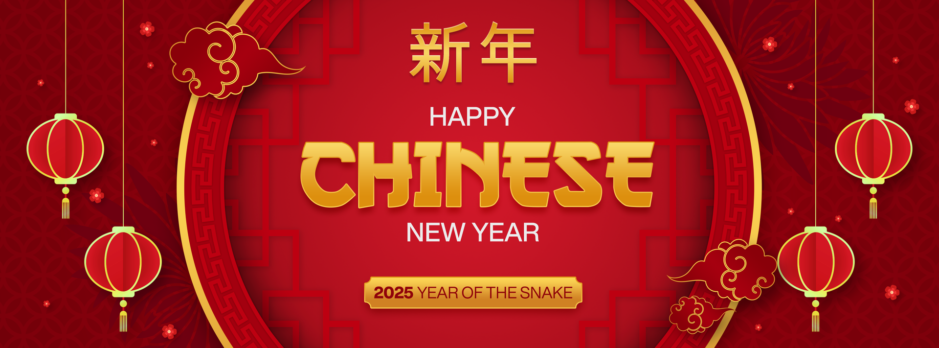 Chinese New Year Social Media Cover Template Design in Red Background psd