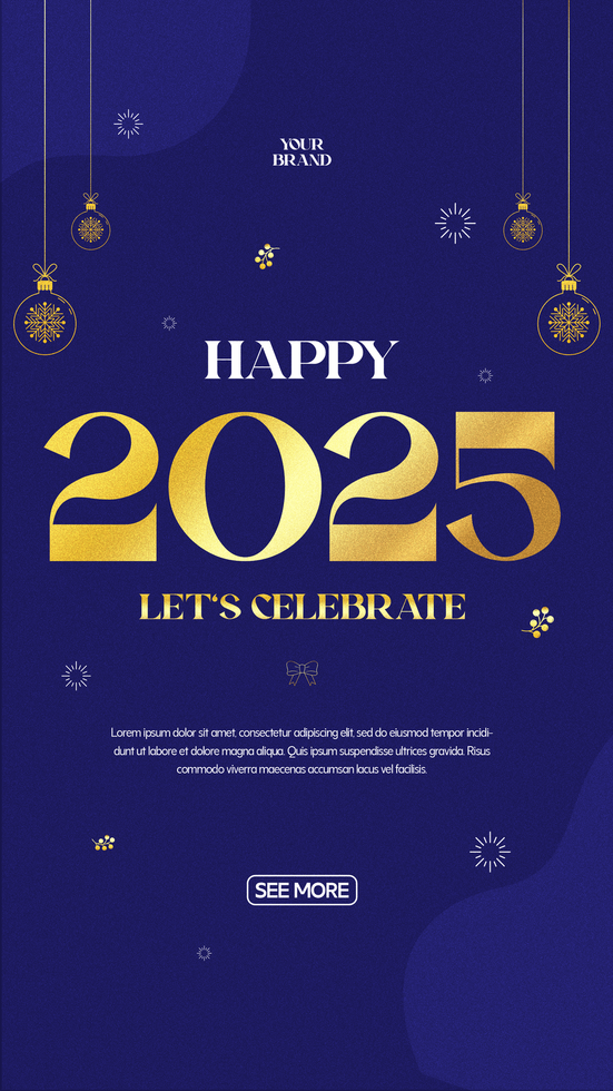 Flat Happy New Year 2025 Social Media Stories Template psd