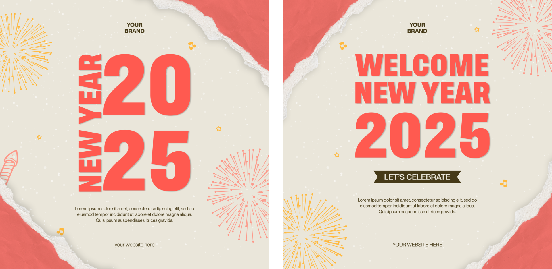 Greeting New Year 2025 Social Media Post Template With Ripped Paper psd