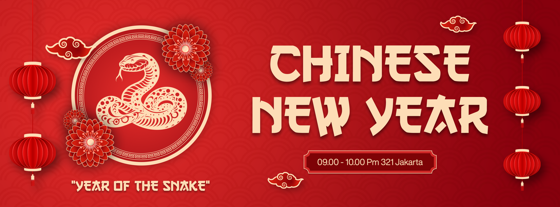 Gradient Chinese New Year Social Media Cover Template Design in Red Background psd