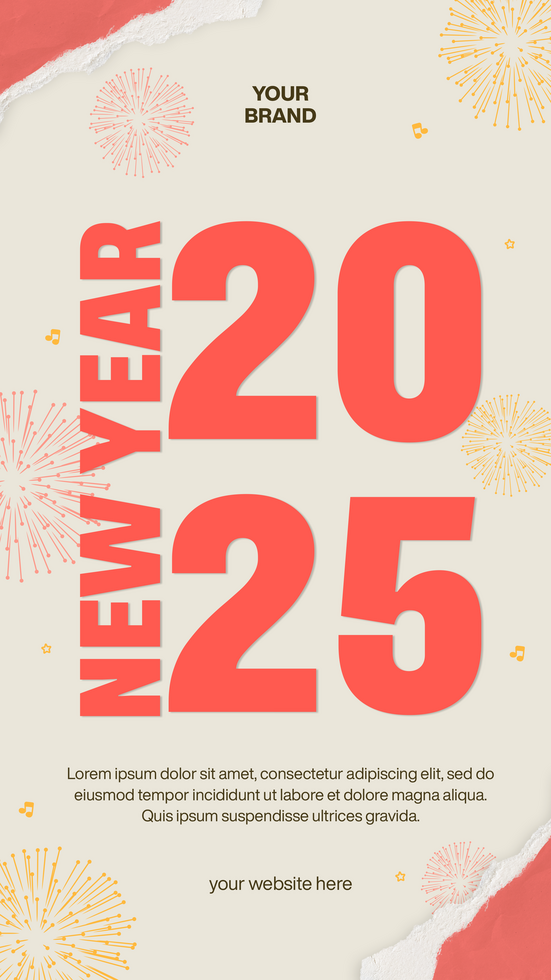 Greeting New Year 2025 Social Media Social Media Stories Post Template With Ripped Paper psd
