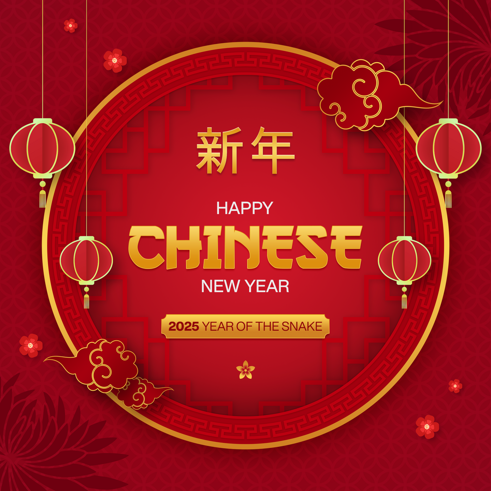 Chinese New Year Social Media post Template Design in Red Background psd