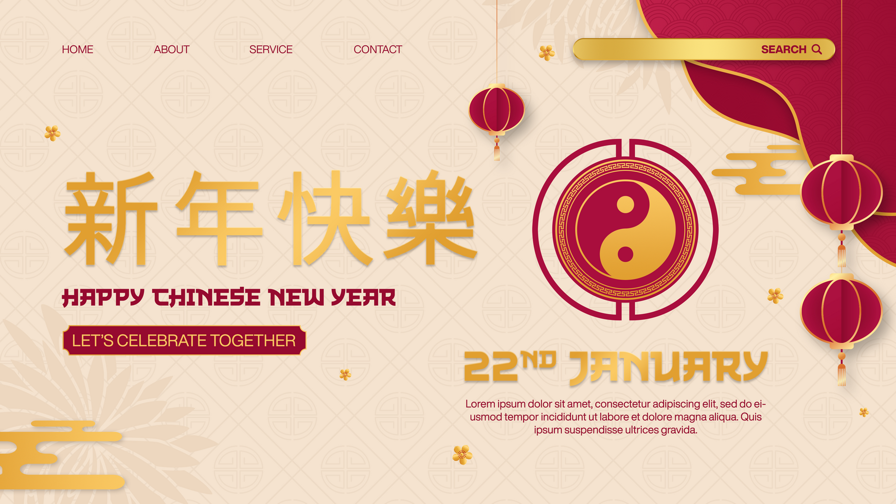 Chinese New Year Party For Landing Page Template Design psd