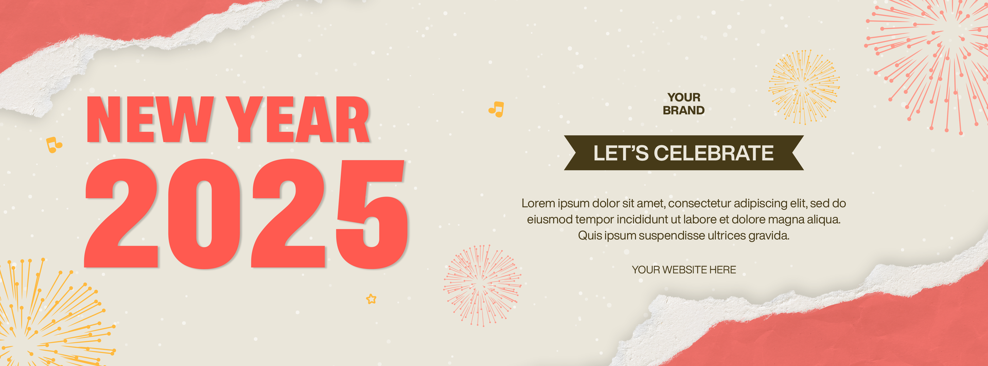 Greeting New Year 2025 Social Media cover Template With Ripped Paper psd