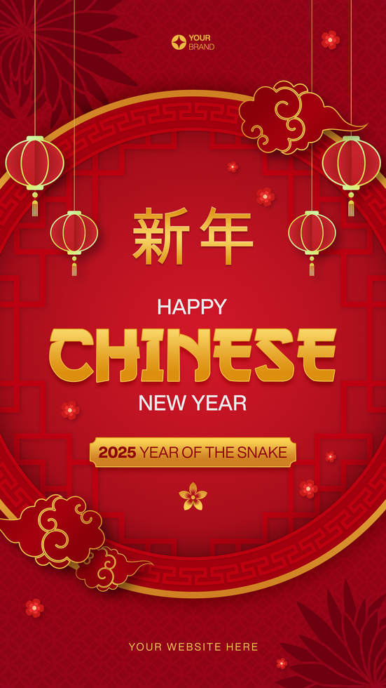 Chinese New Year Social Media Story Template Design in Red Background psd