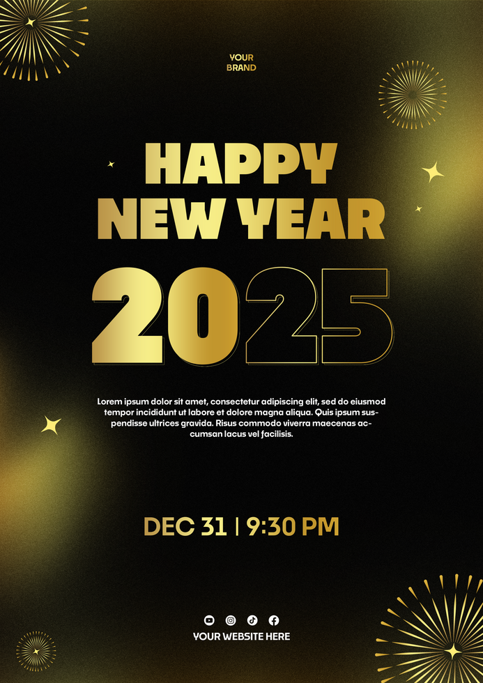 Gradient Happy New Year 2025 Flyer Template Design psd