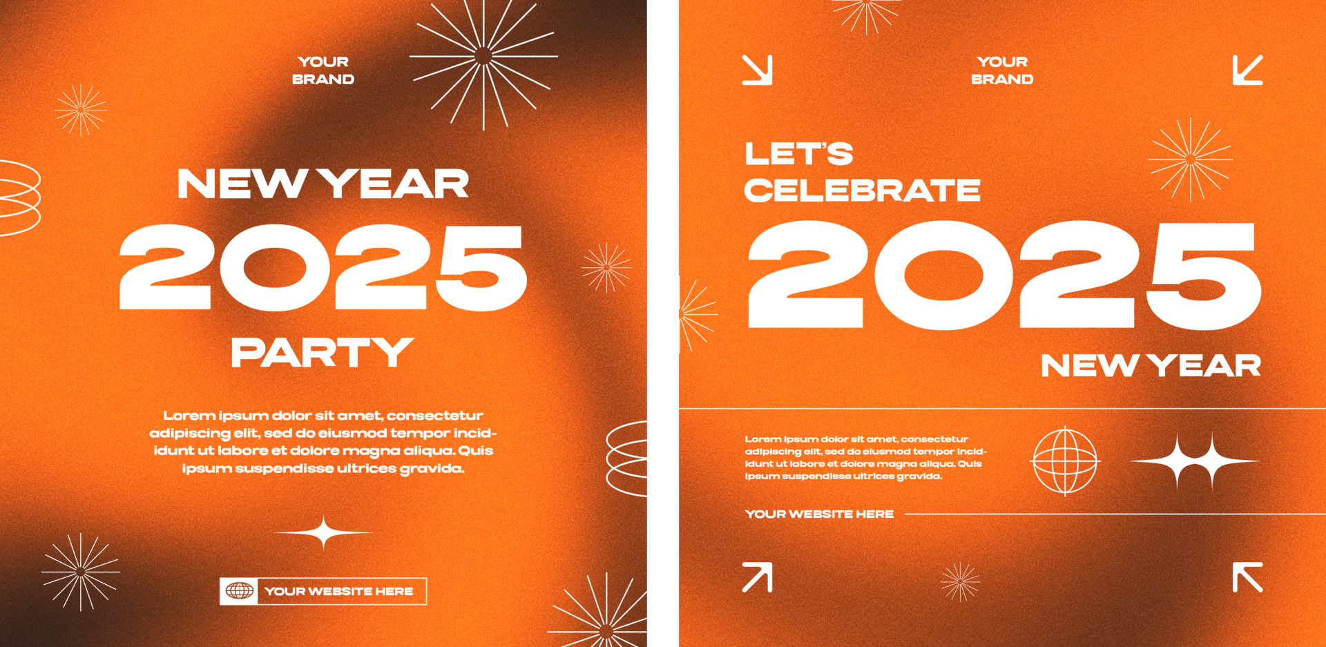 New Year 2025 Greetings Social Media Post Template Set Collection psd