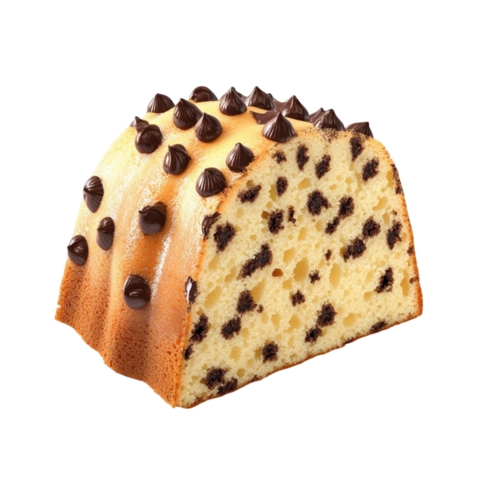 Freshly baked chocolate chip bread loaf isolated on transparent background png