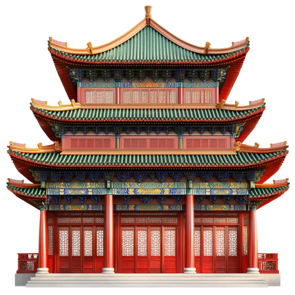 Close up on chinese temple on transparent background png