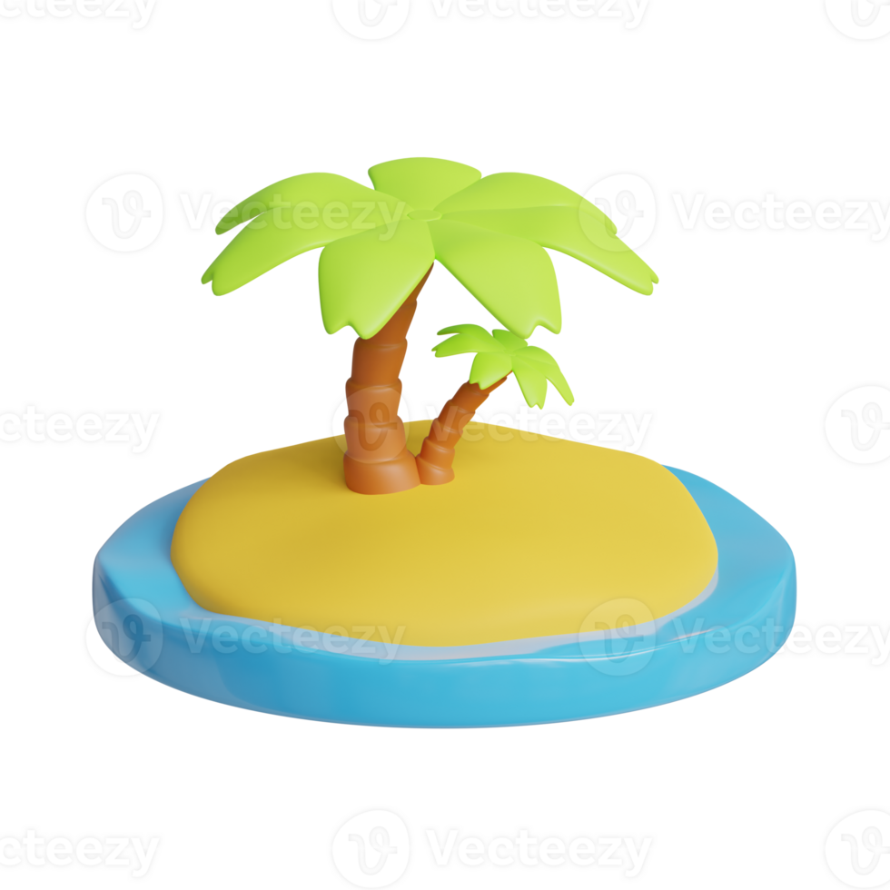 palm tree icon on summer beach 3d png