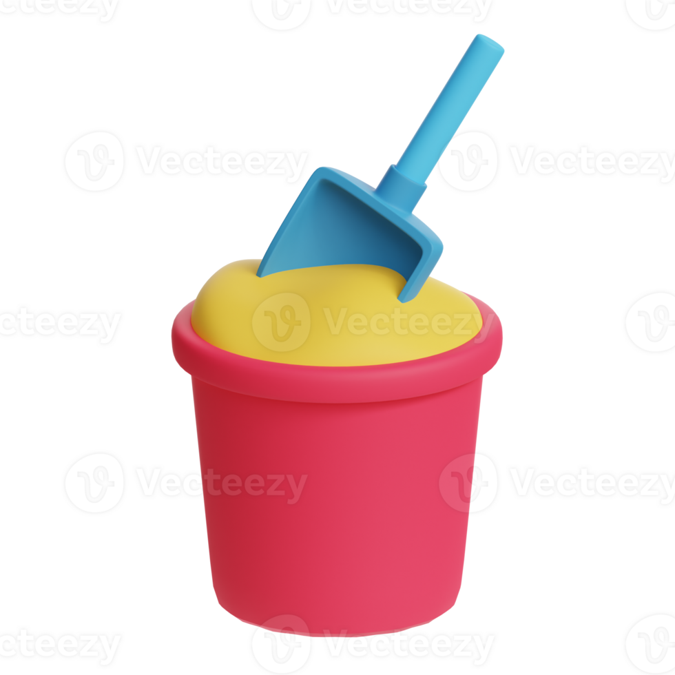 3d Summer bucket and shovel icon png