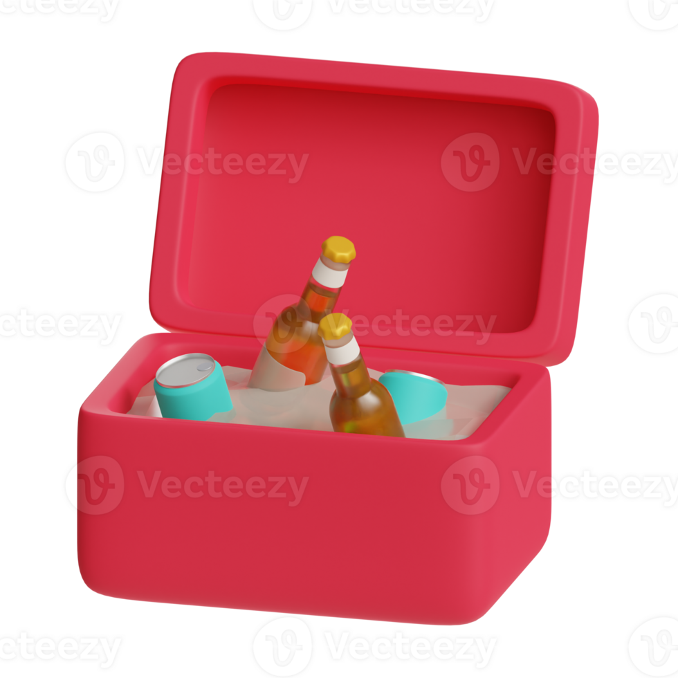 Ice box, summer 3d icon png